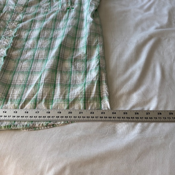 Oakley Men's XL Plaid Short Sleeve Cotton Shirt Button Up Green/White Beach Dad‎ - Picture 14 of 15